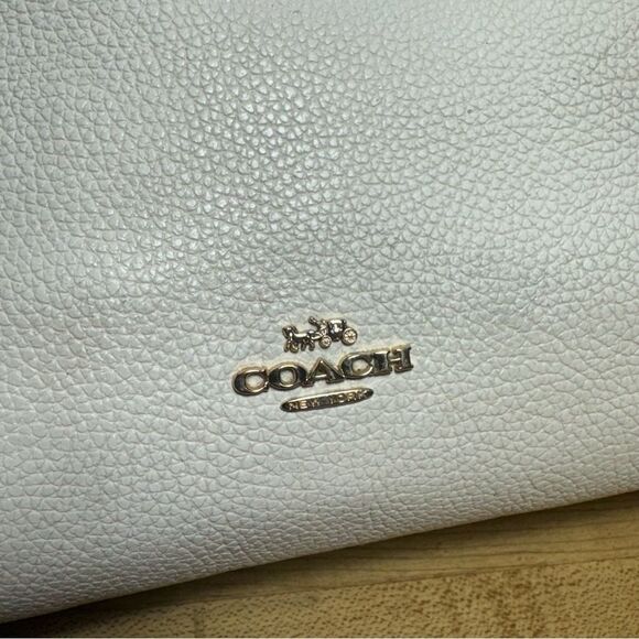 Coach 57107 Turnlock Chain Tote 27 Off White Stone Pebbled Leather Shoulder Bag - Picture 5 of 7